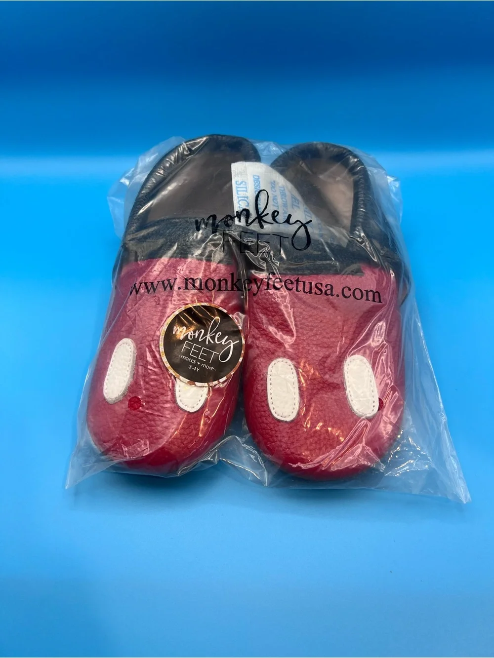 Monkey Feet Kids “Mickey” Red Leather Slip-On Shoes with White Accents